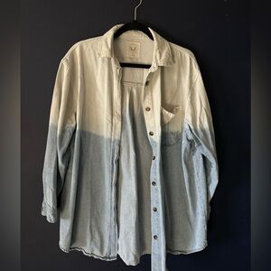 Dip-Dye Denim Button-Up Shirt
